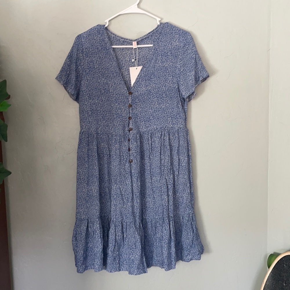 Blue floral dress with buttons